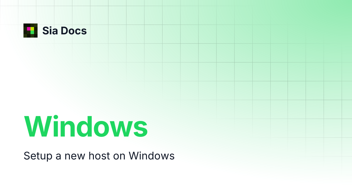 Windows | Legacy | Sia Docs