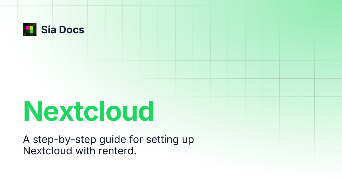 Nextcloud | Sia Docs