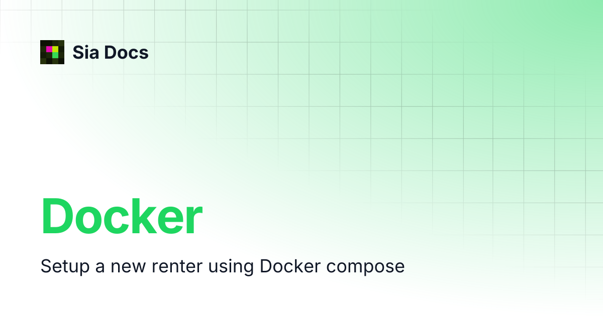 Docker | Sia Docs